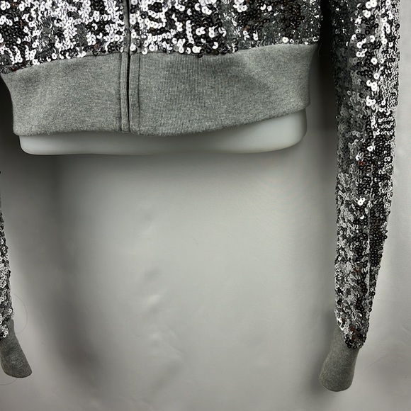 Victoria Secret PINK 2013 Fashion Show Silver Sequin Crop Hoodie Jacket Size S - Picture 7 of 12